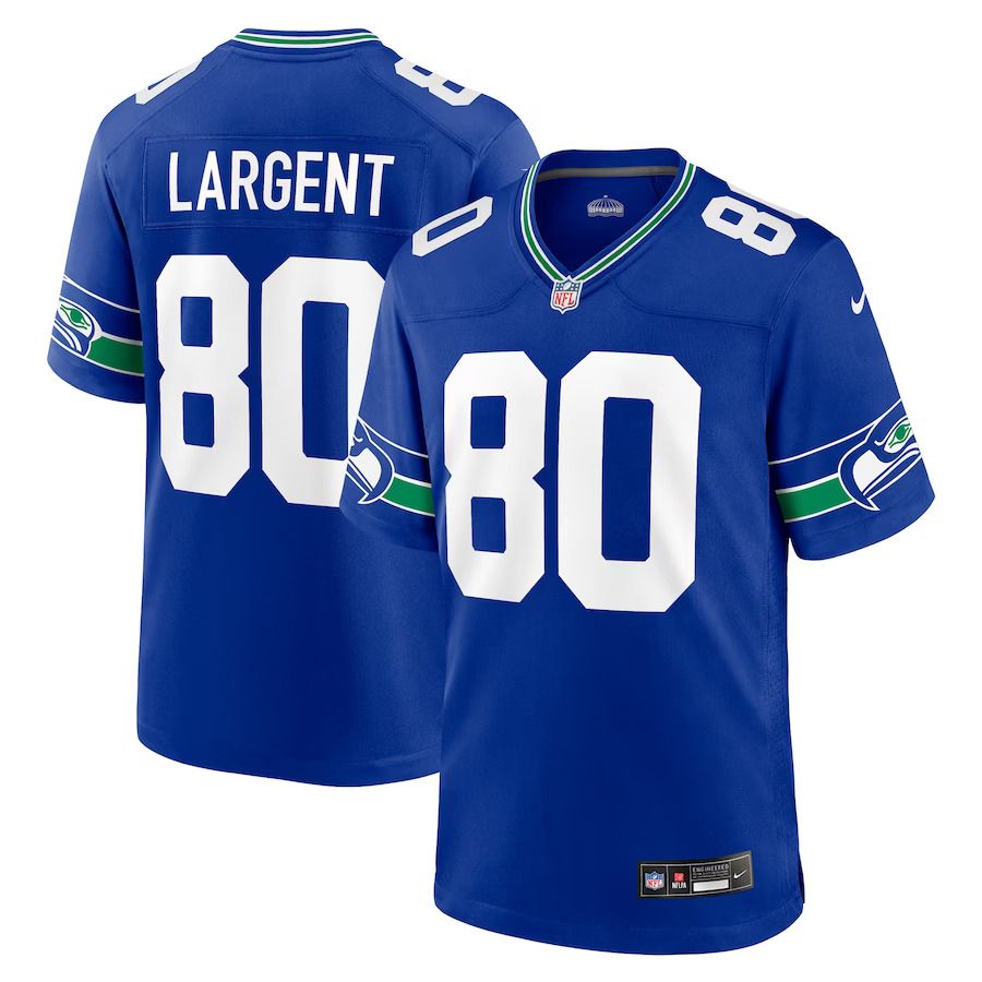 Men Seattle Seahawks #80 Steve Largent Nike Royal Throwback Retired Player Game NFL Jersey